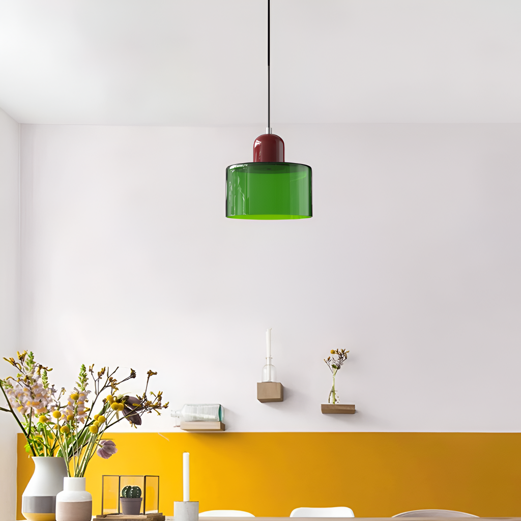 Nordic Iron Body Two-Tone Glass Pendant Light