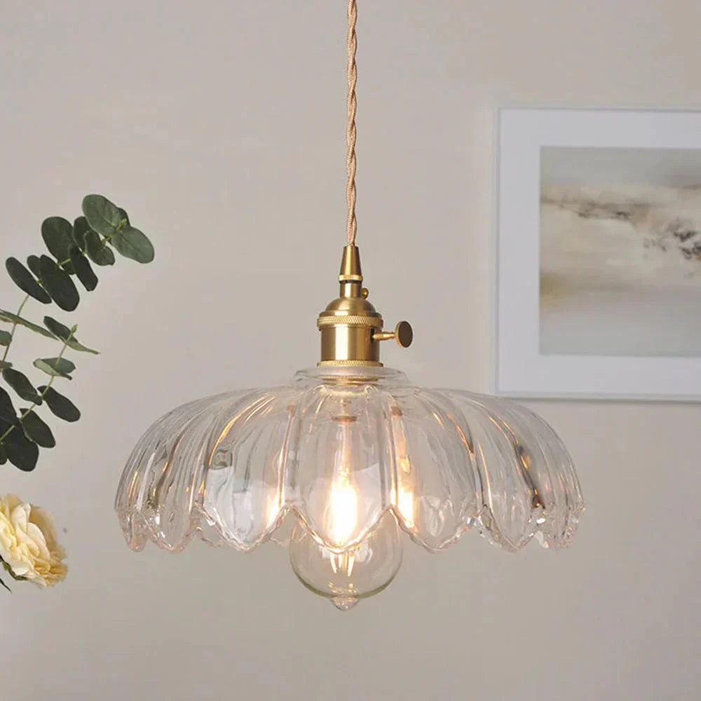 Emerald Lotus Retro Glass Ceiling Light