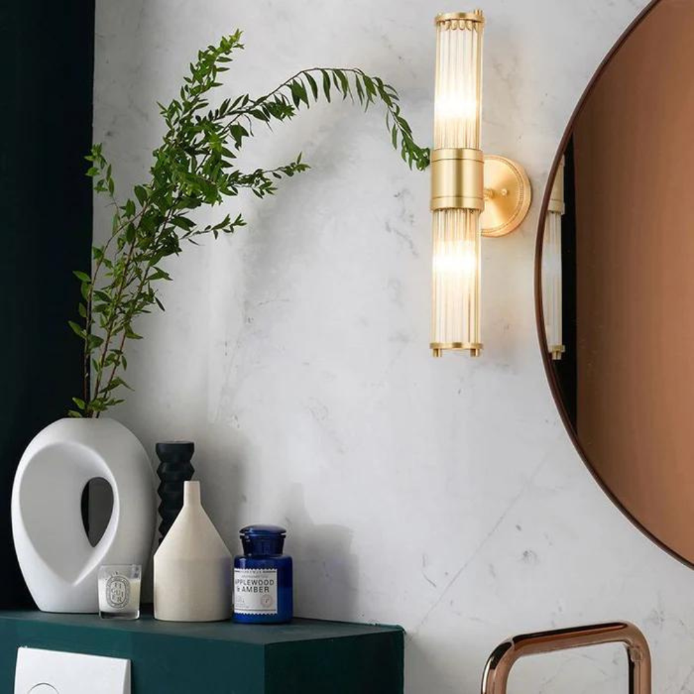 The Lumina Bloom Brass Crystal Japandi Wall Lamp