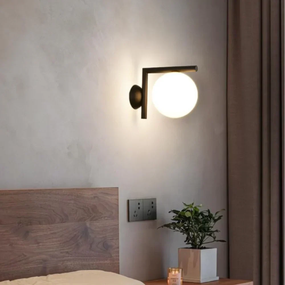 Calla Hanging Glass Globe Nordic Brass Wall Light