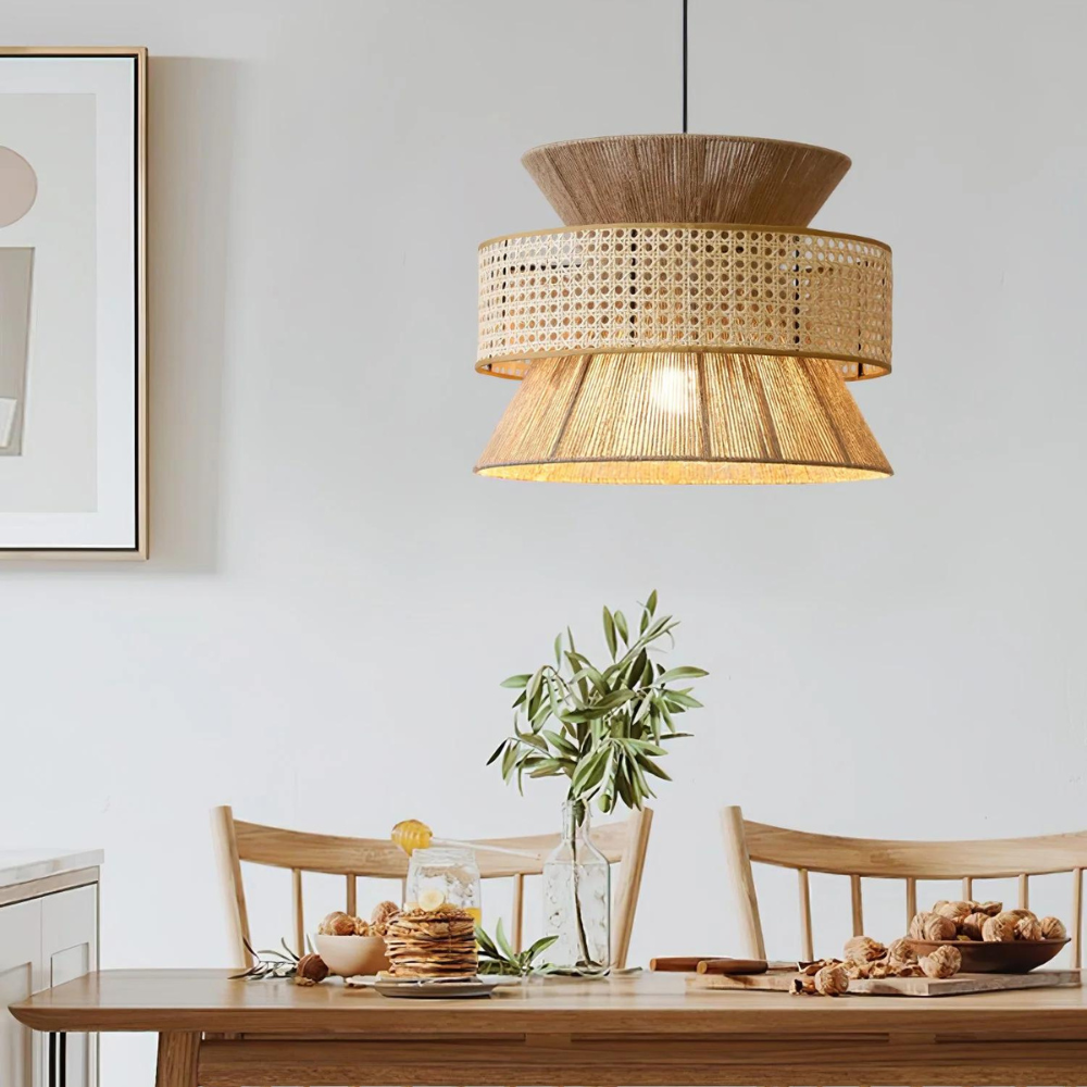 Handwoven Hemp Rope Rattan Veil Pendant Light