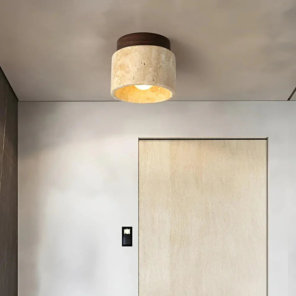 The Yellow Stone Japandi Travertine Ceiling Light