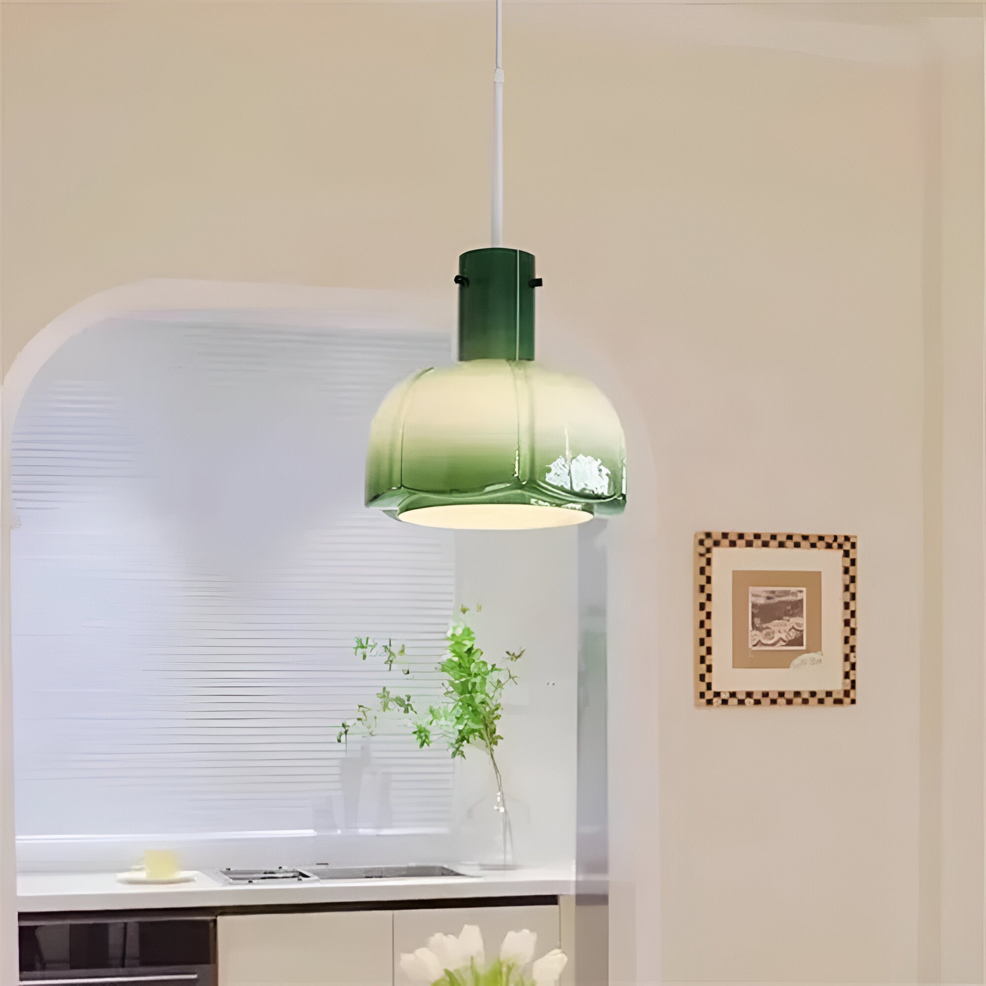 Nordic Flower Shaped Glass Pendant Light