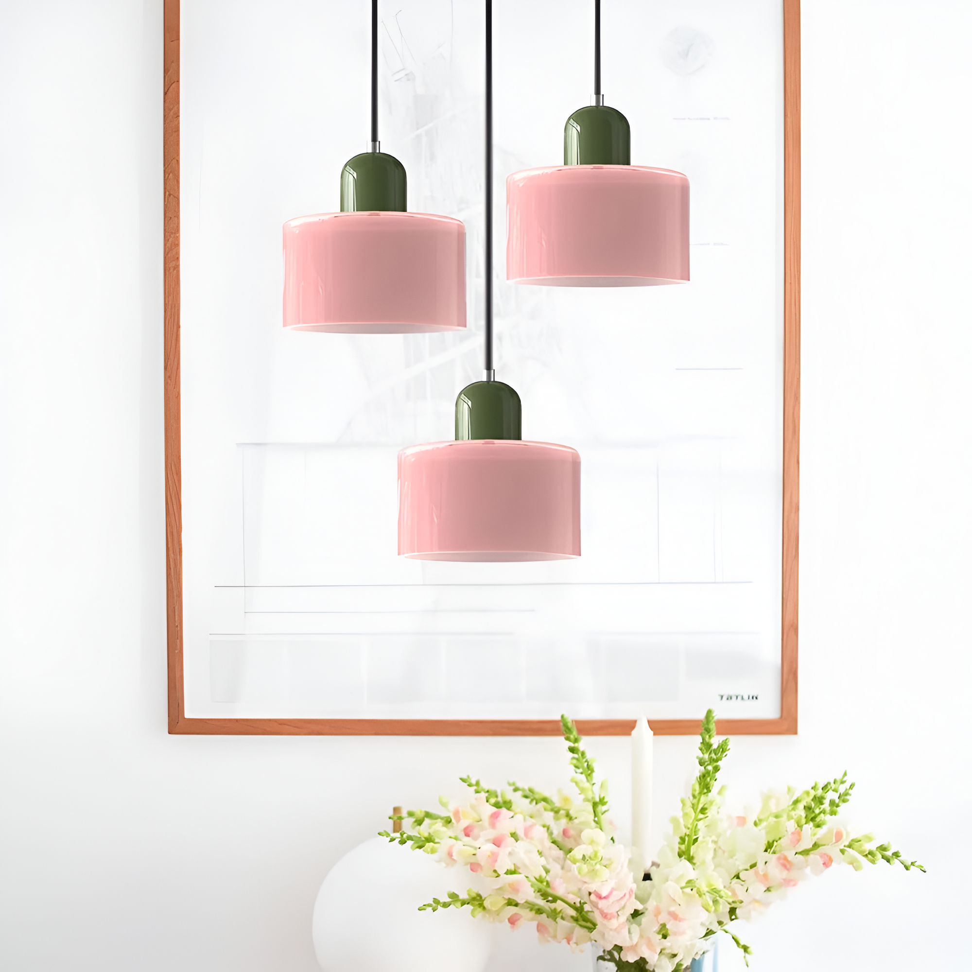 Nordic Iron Body Two-Tone Glass Pendant Light