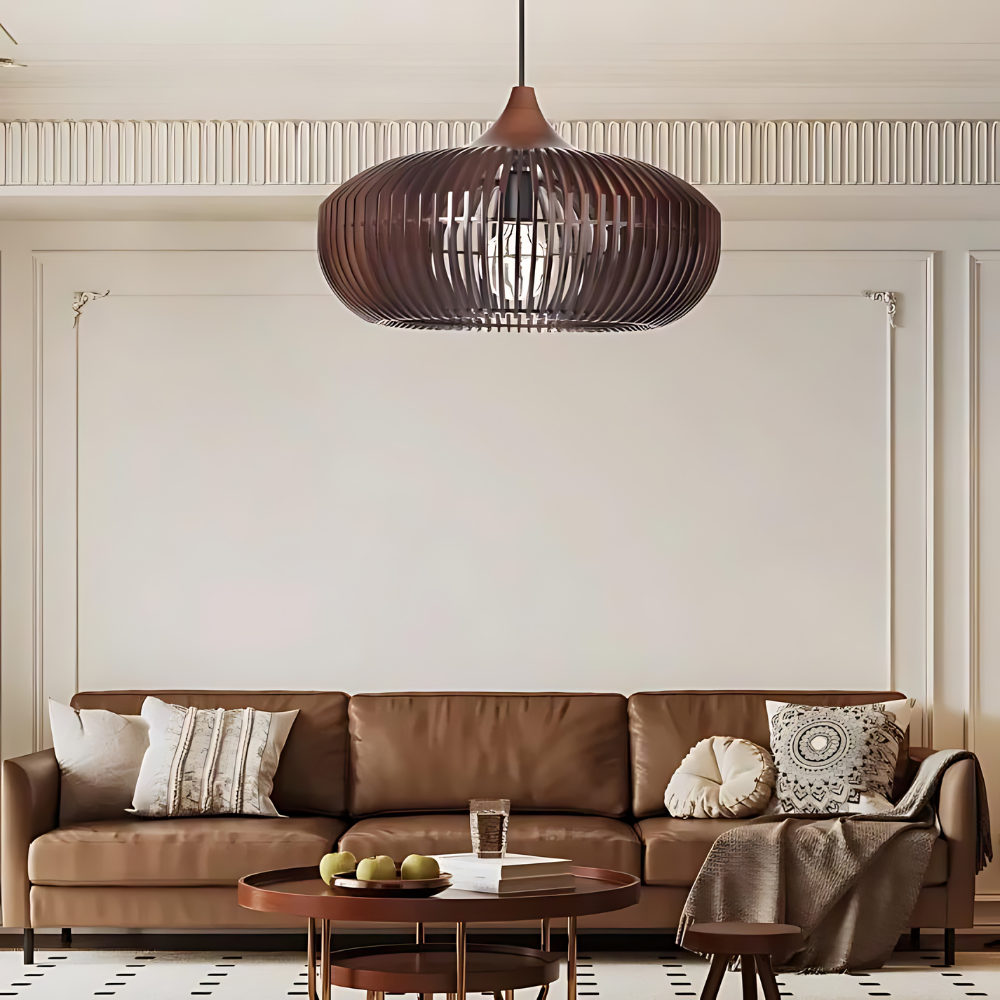 The Halo of Zen Japandi Wood Pendant Light