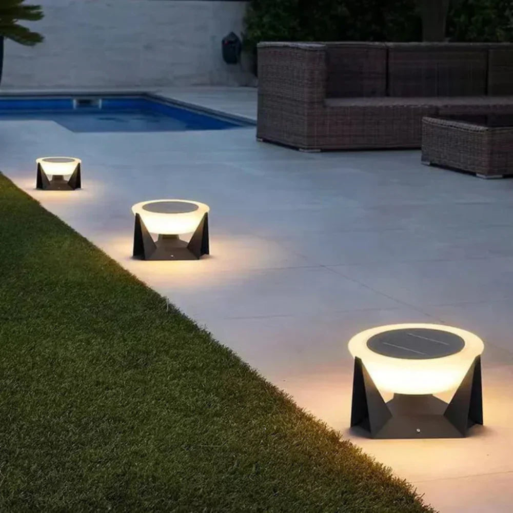 Illuminated Landing Modern Solar Iron Outdoor Lamp