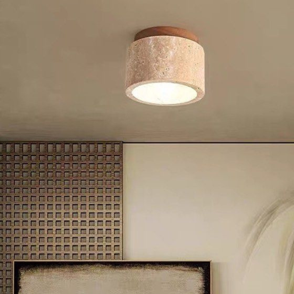 The Yellow Stone Japandi Travertine Ceiling Light