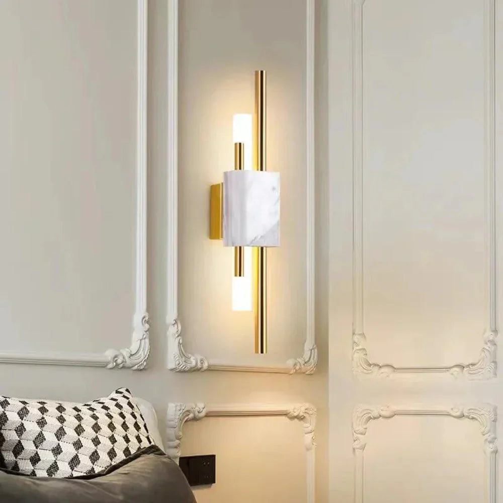 Refined Radiance Marble Accents Wall Light