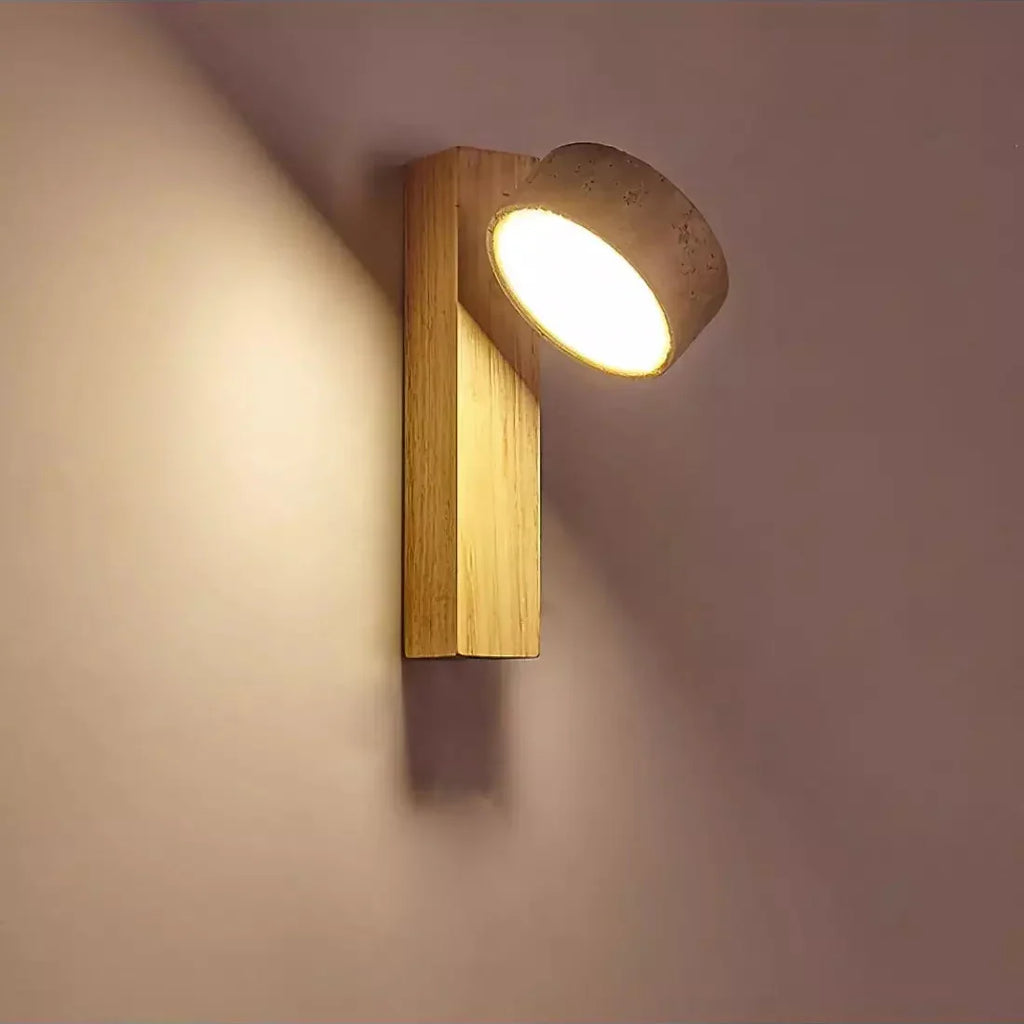 Travertine Wood Bedside Wall Light
