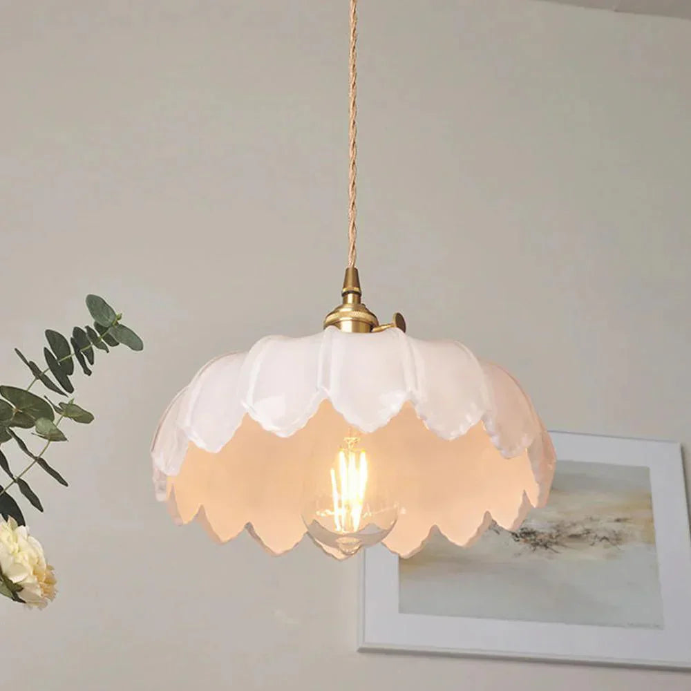Emerald Lotus Retro Glass Ceiling Light