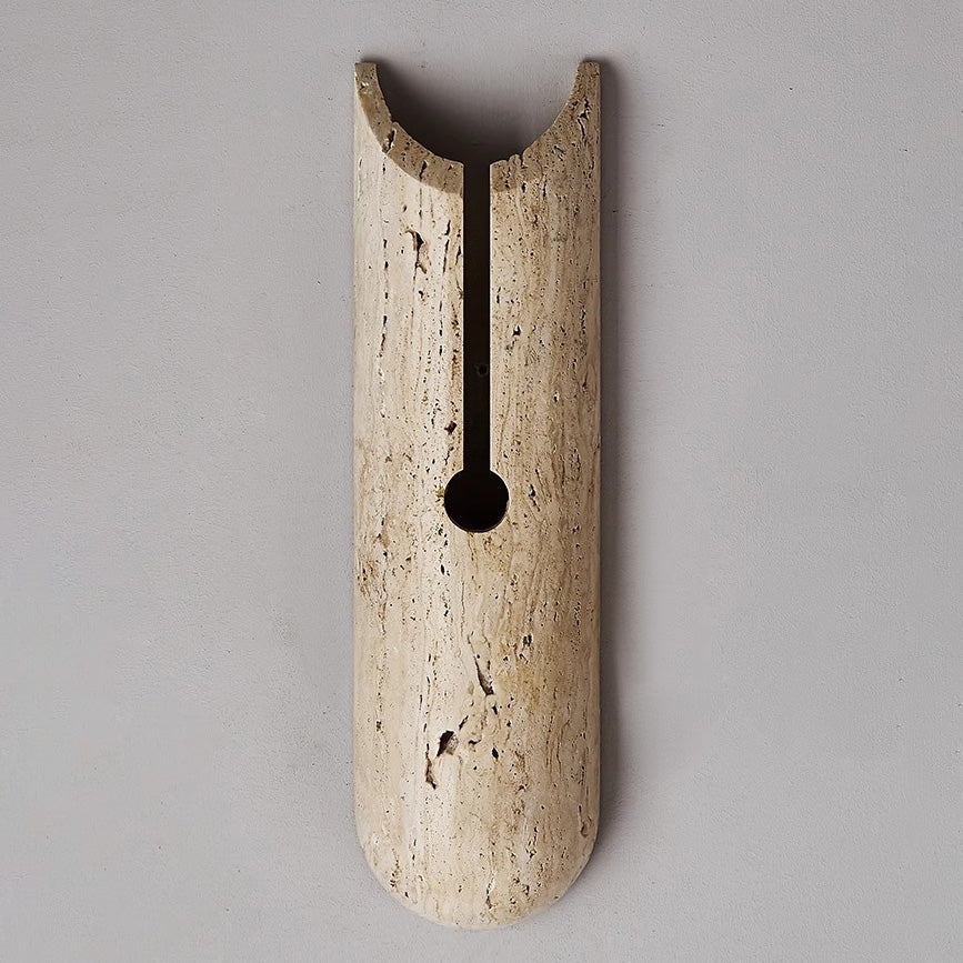 Traditional Japanese Travertine Elliptical Wall Light