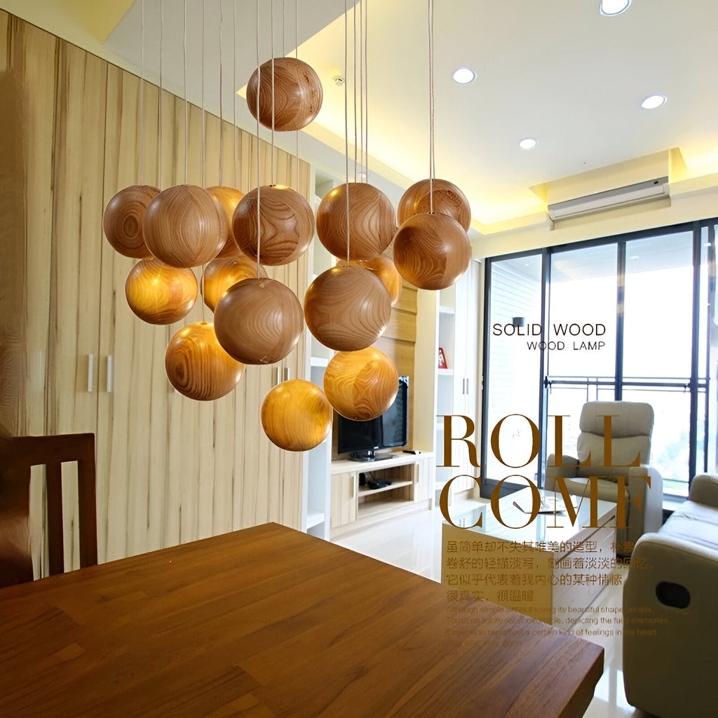 Milliere Nordic Wood Multi-Head Pendant Light