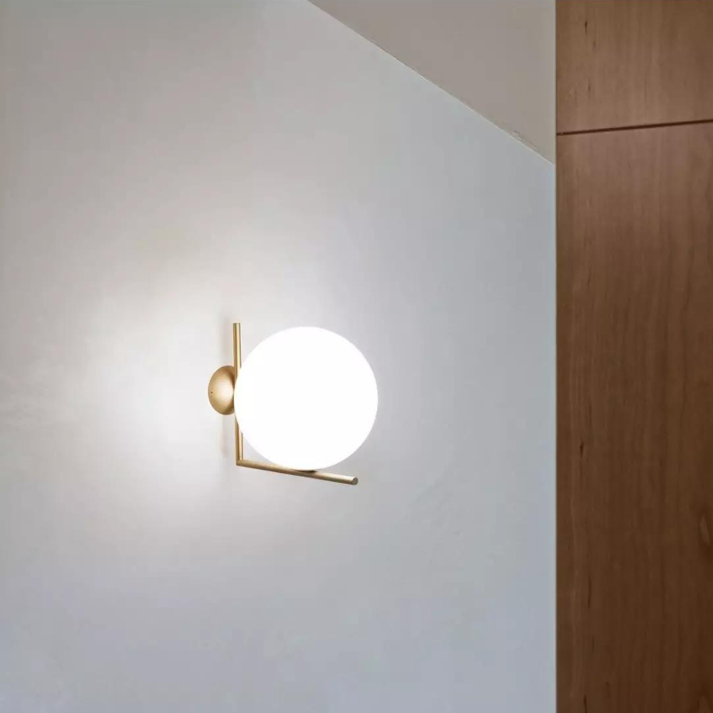 Calla Hanging Glass Globe Nordic Brass Wall Light