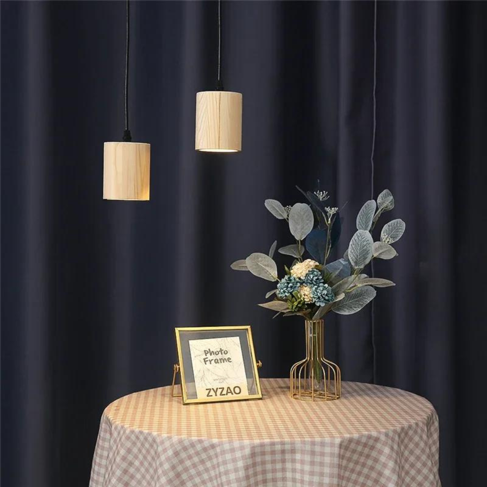 Elegant Wooden Cylinder Pendant Light