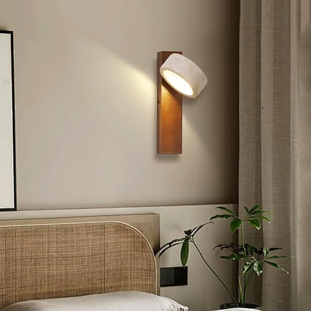 Travertine Wood Bedside Wall Light