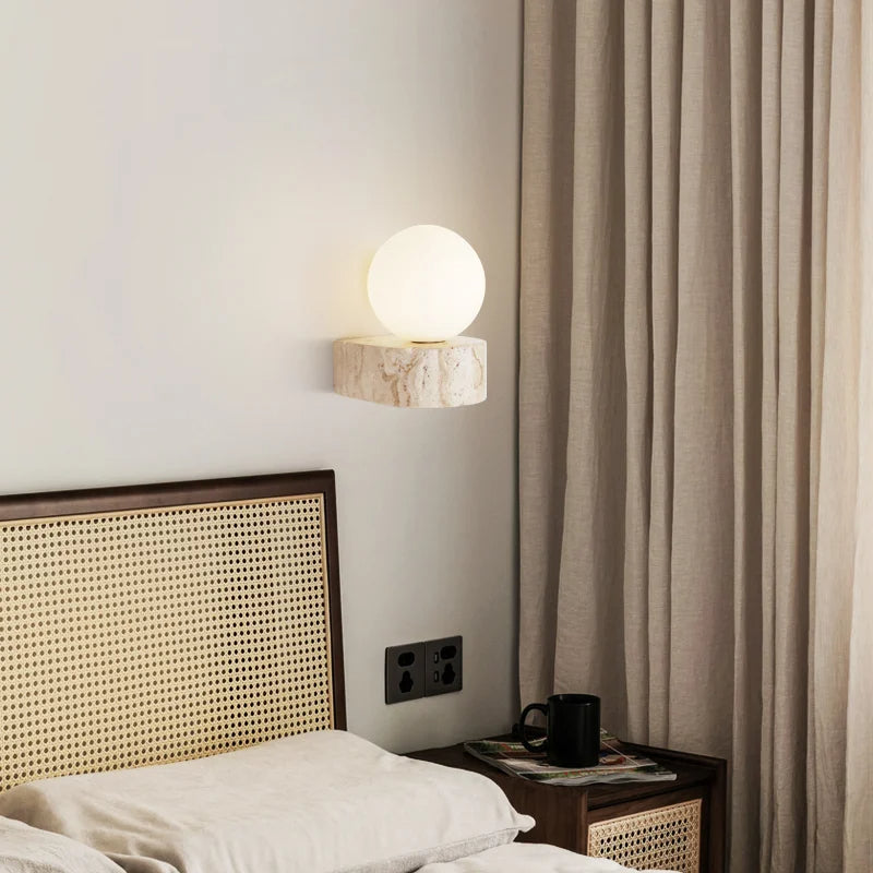Travertine Hemisphere Wall Sconce