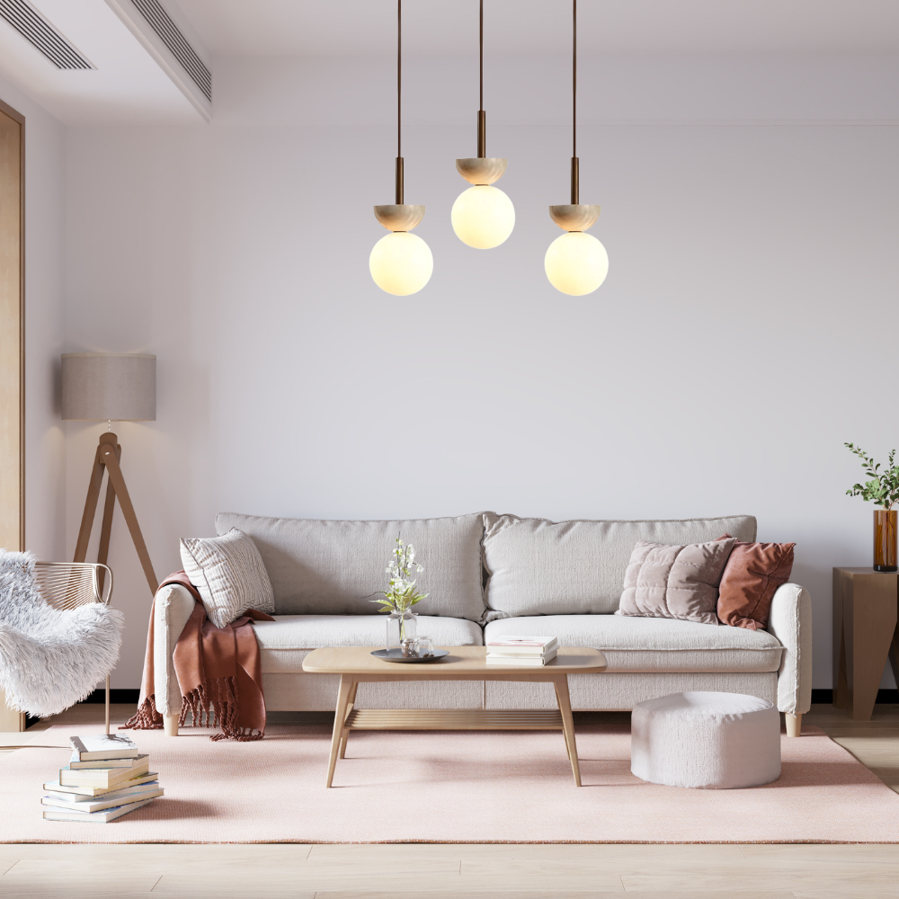 Round Travertine LED Pendant Light