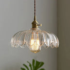 Emerald Lotus Retro Glass Ceiling Light