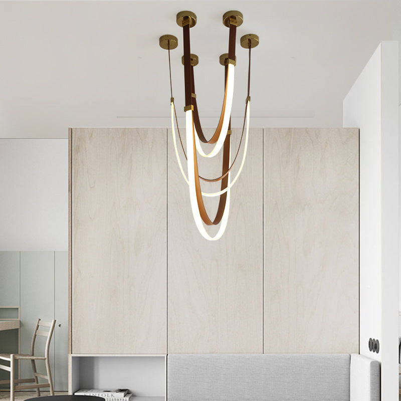 Nordic PU Leather LED Belt Ceiling Light