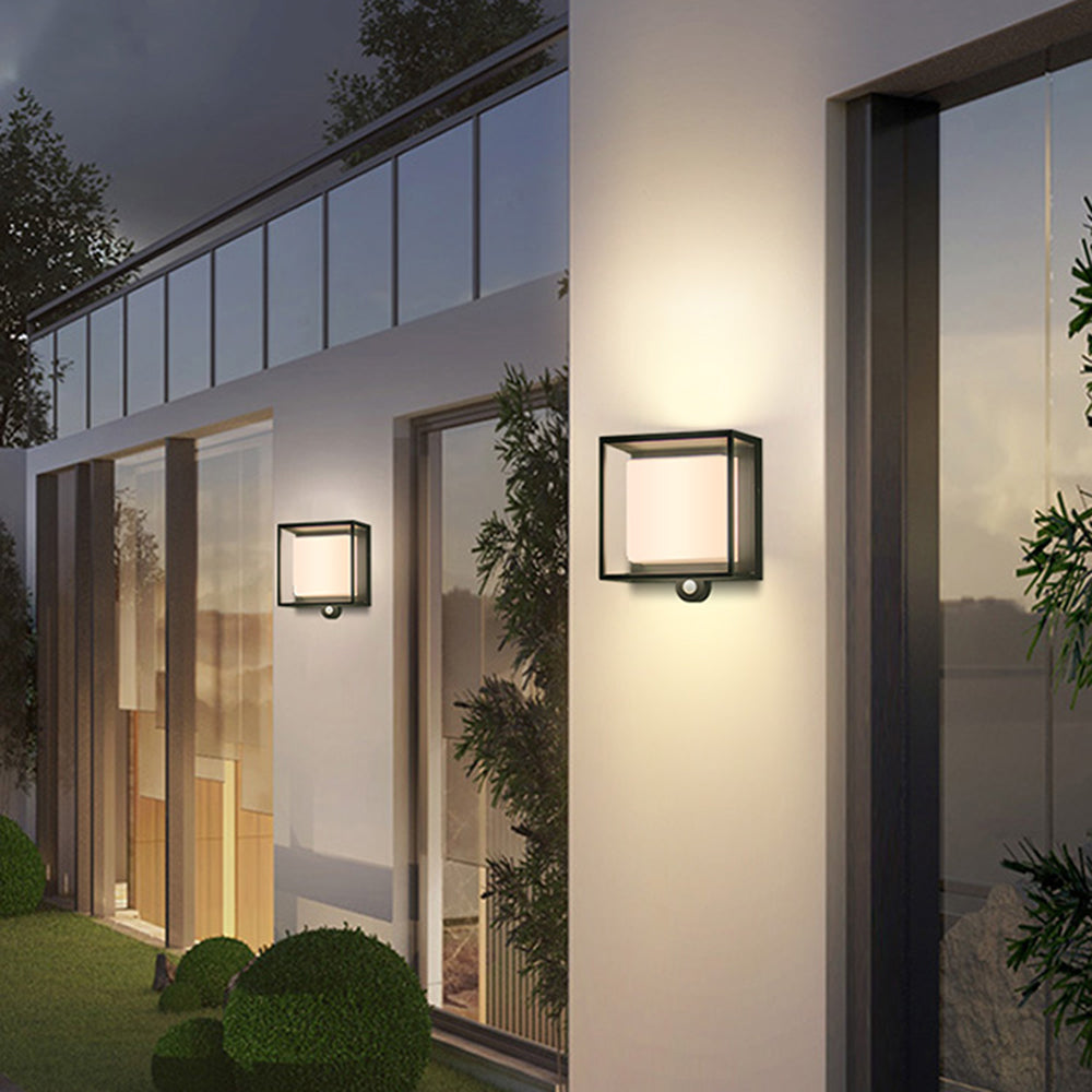 Modern Rectangular Acrylic Sensor Solar Powered IP65 Waterproof Outdoor Wall Light
