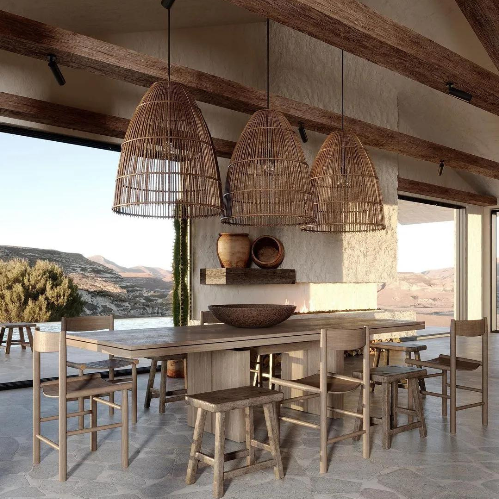 Runa Boho Rattan Pendant Light