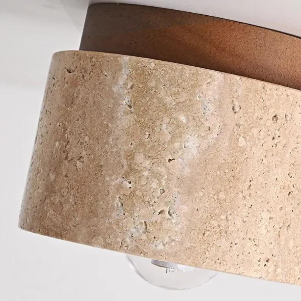 The Yellow Stone Japandi Travertine Ceiling Light