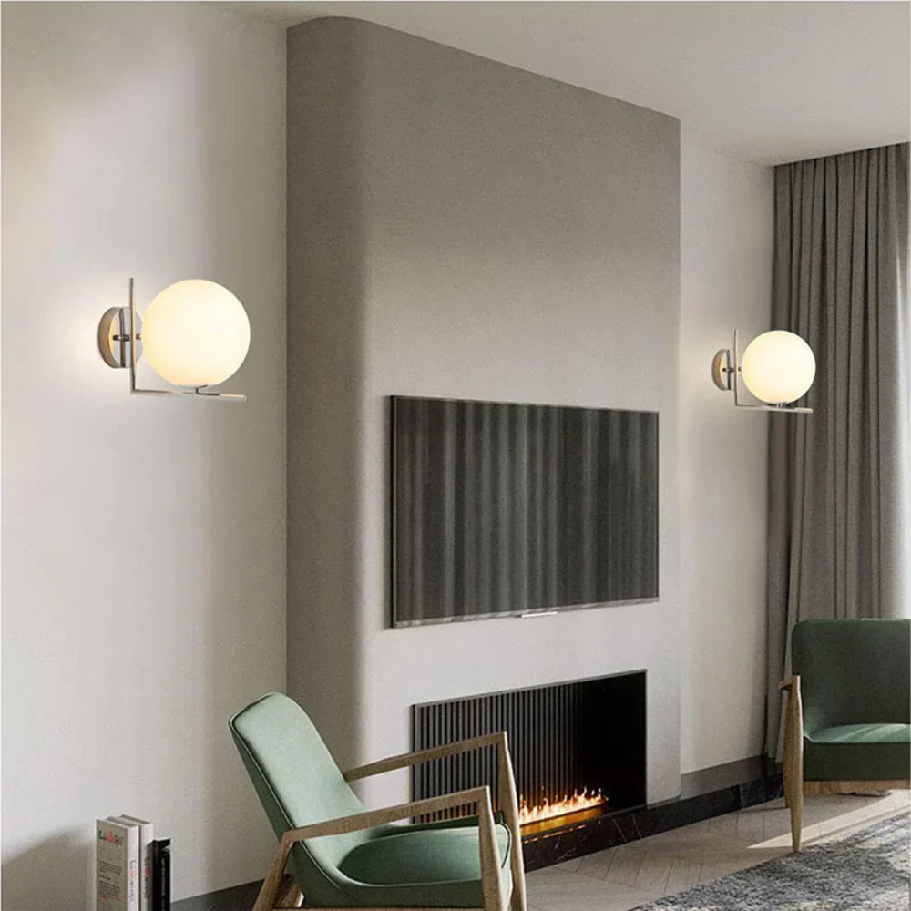 Calla Hanging Glass Globe Nordic Brass Wall Light