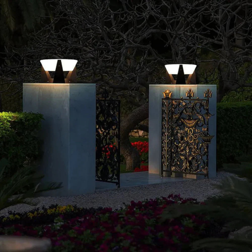 Illuminated Landing Modern Solar Iron Outdoor Lamp