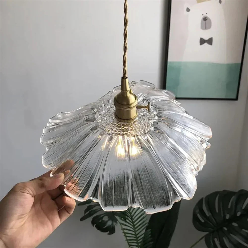 Lotus Glow Vintage Glass Pendant Light