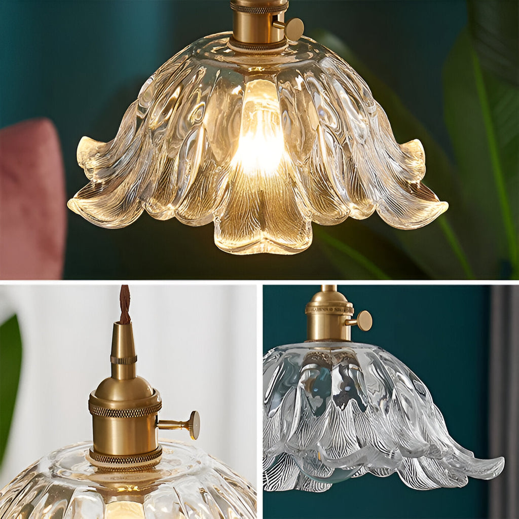 Retro French Flower Glass Pendant Light