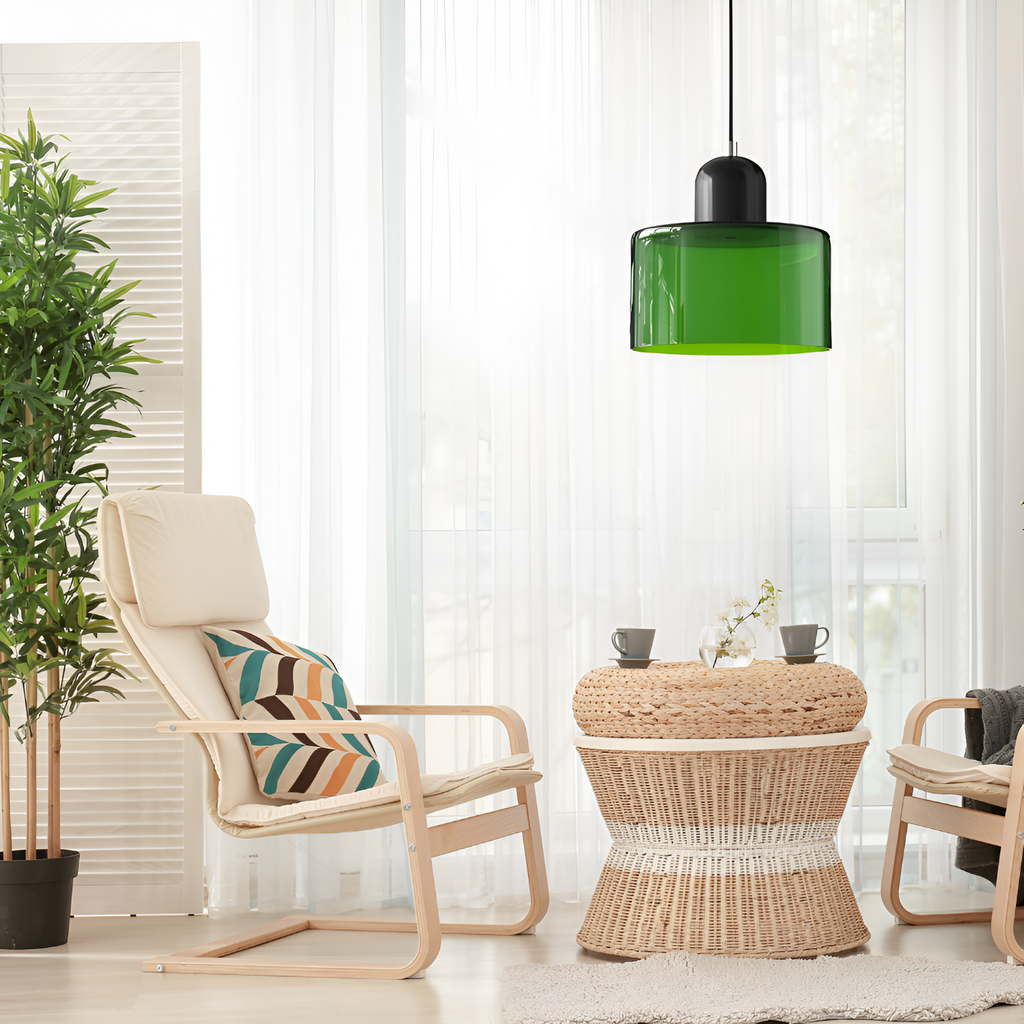 Nordic Iron Body Two-Tone Glass Pendant Light