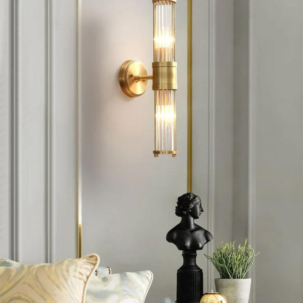 The Lumina Bloom Brass Crystal Japandi Wall Lamp