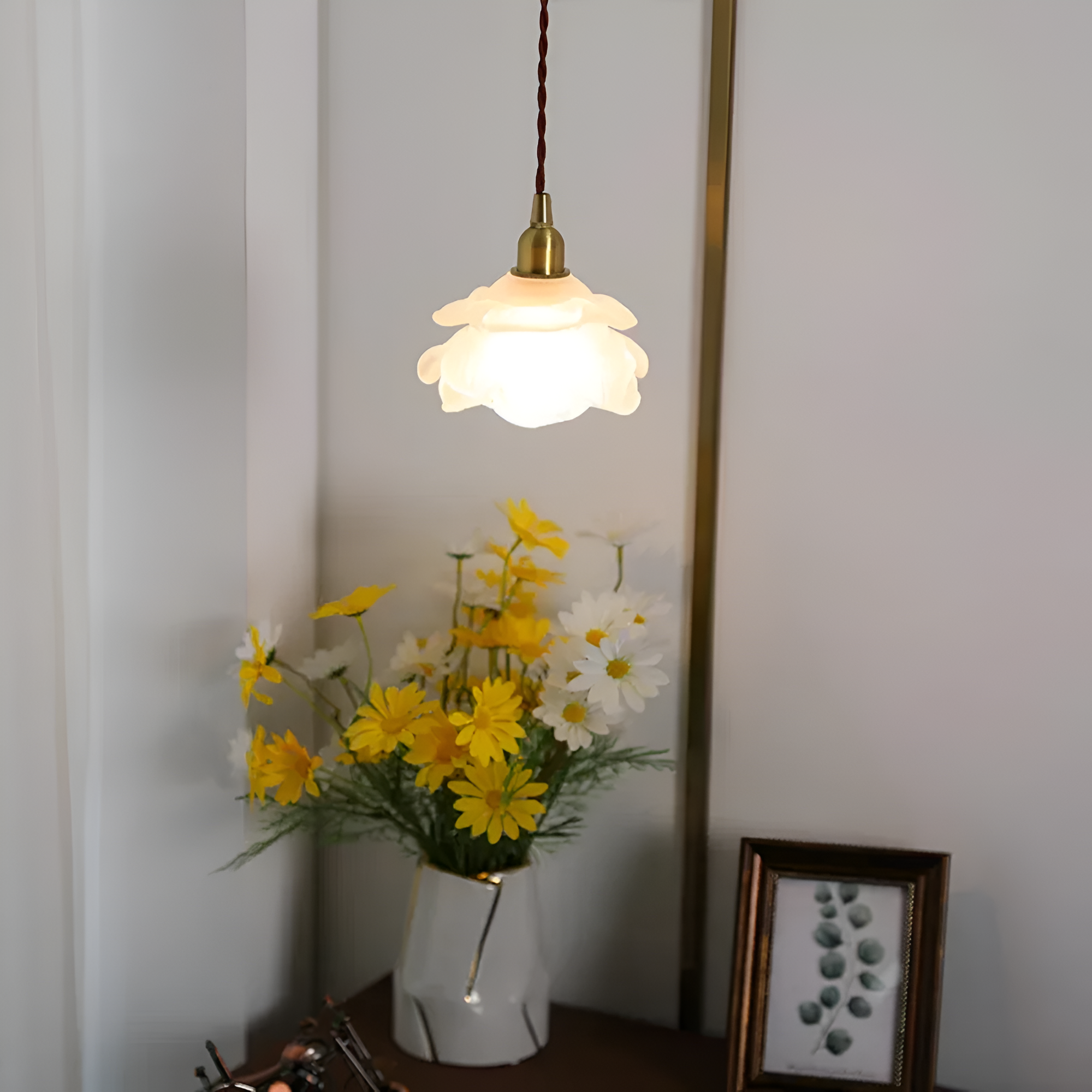Vintage Rose Glass Pendant Light