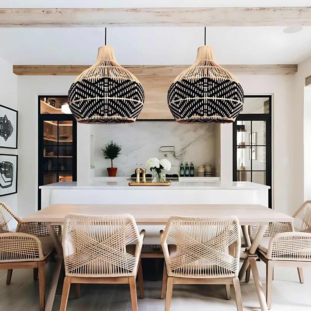 Midnight Natural Rattan Essence Pendant Light