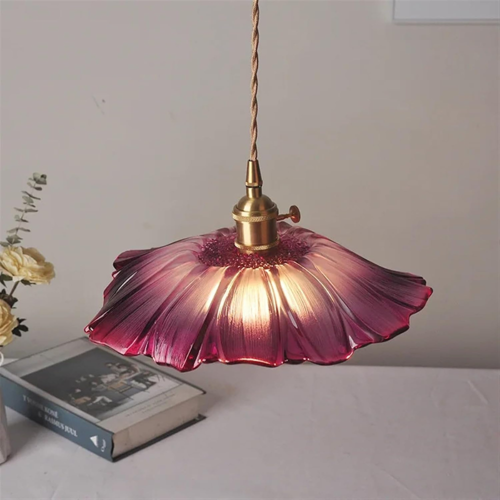 Lotus Glow Vintage Glass Pendant Light