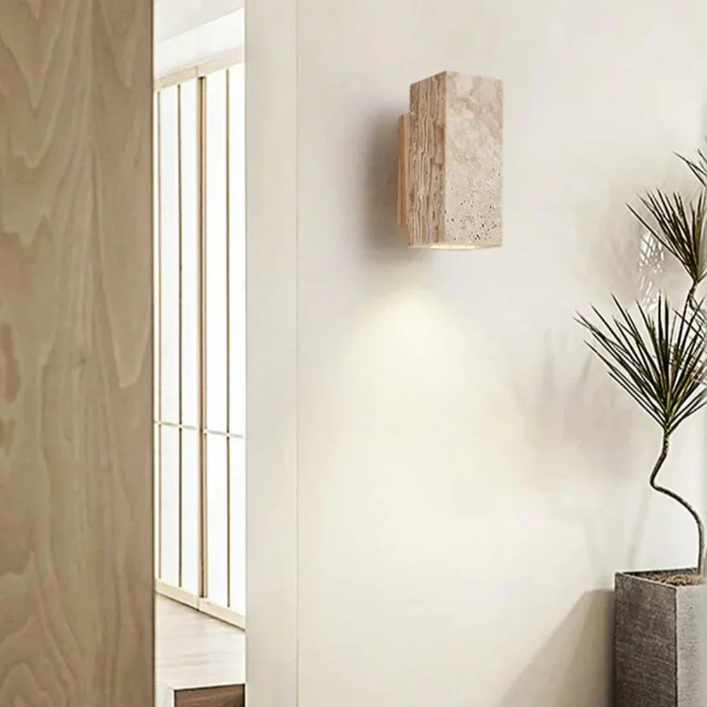 Wabi-Sabi Aura Travertine Wall Light