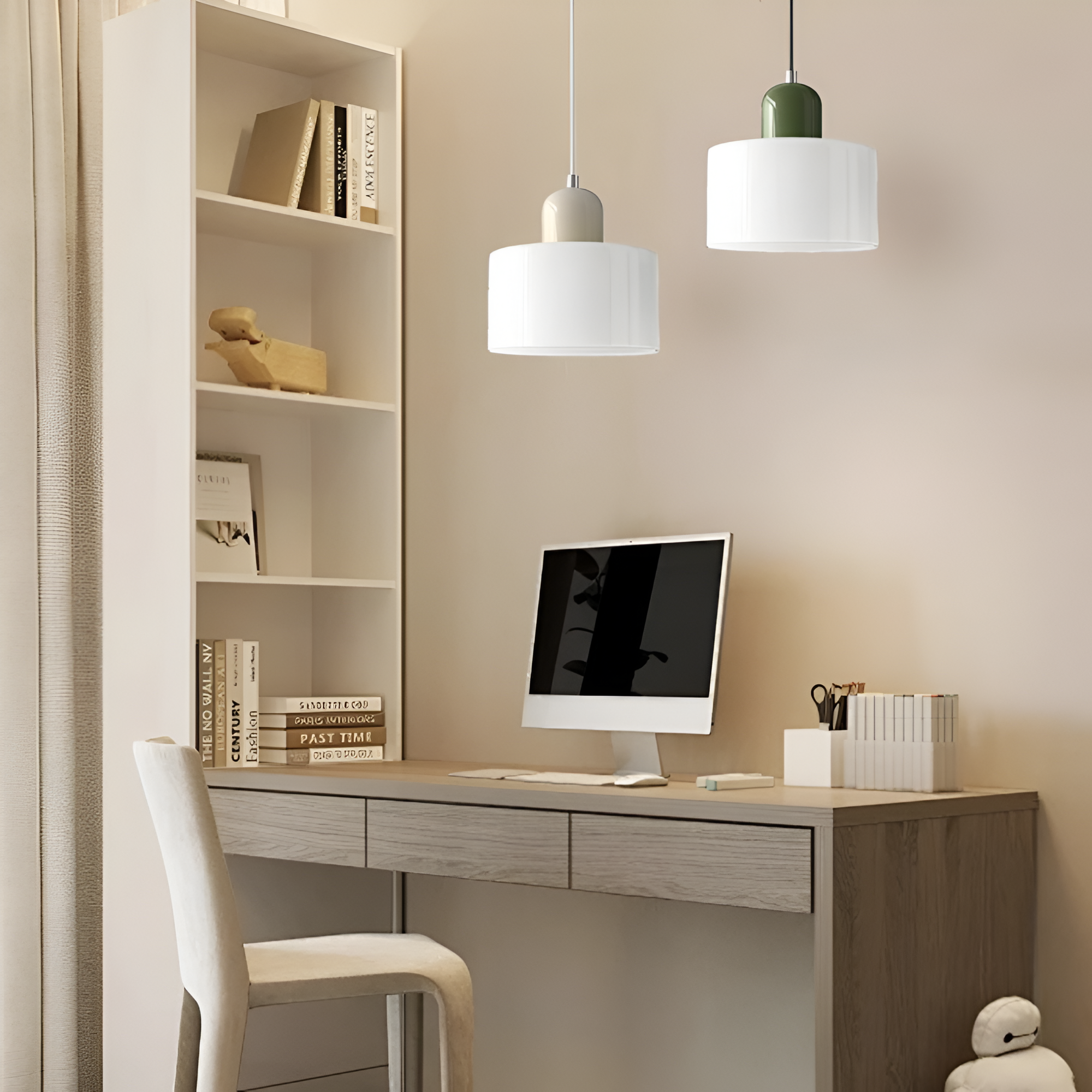 Nordic Iron Body Two-Tone Glass Pendant Light