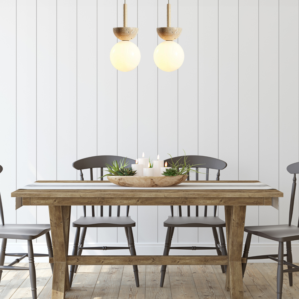 Round Travertine LED Pendant Light