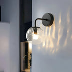 Modern Retro Rippled Glass Sphere Wall Light