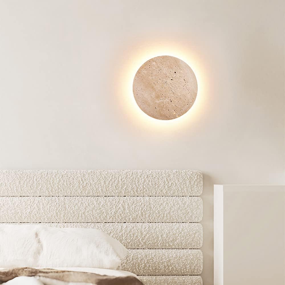 Amber Loft Travertine Round Sconce Wall Light