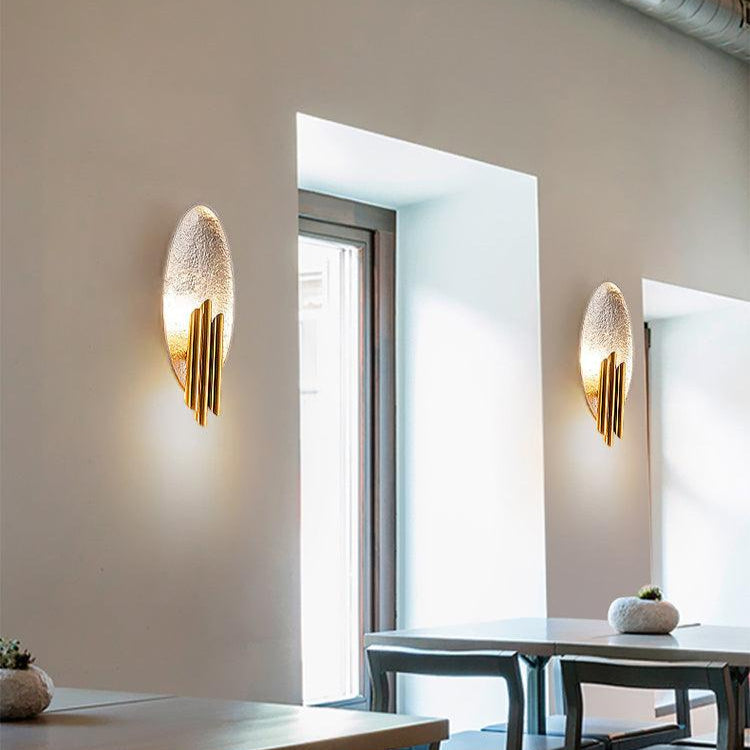 Luxury Oval Gold Foil Texture Metal Wall Light