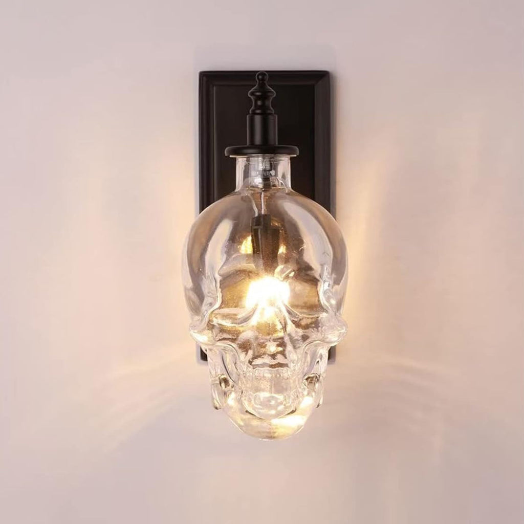 Clear Glass Skull Wall Light
