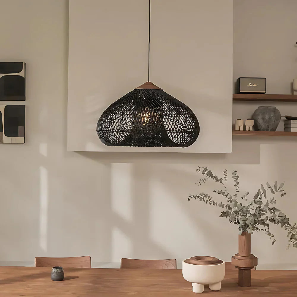 Elegant Handmade Rattan Japandi Pendant Light