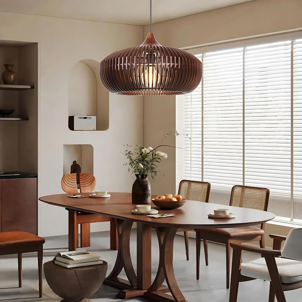 The Halo of Zen Japandi Wood Pendant Light
