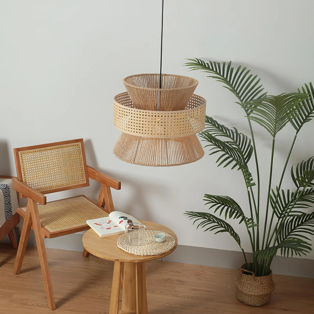 Handwoven Hemp Rope Rattan Veil Pendant Light