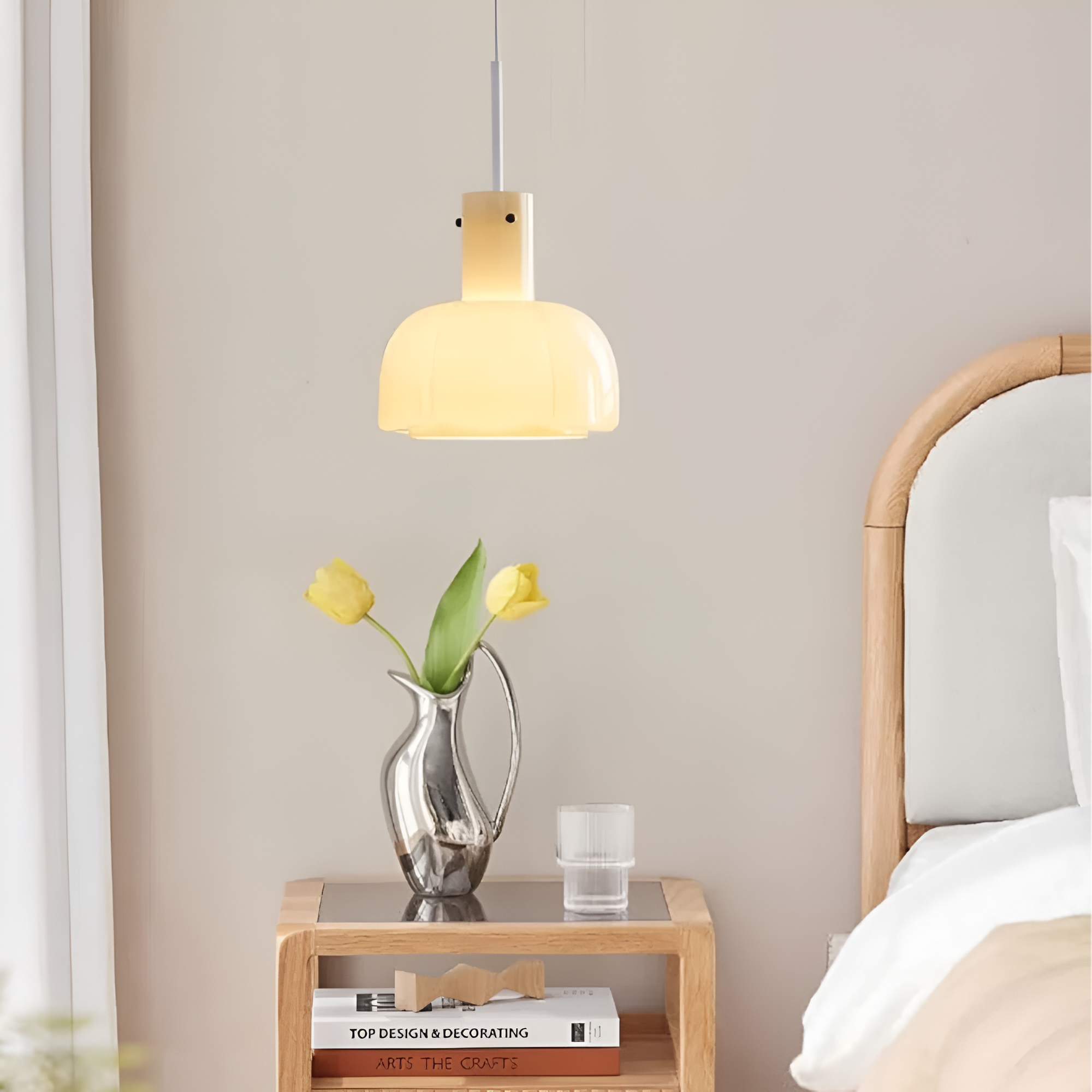 Nordic Flower Shaped Glass Pendant Light