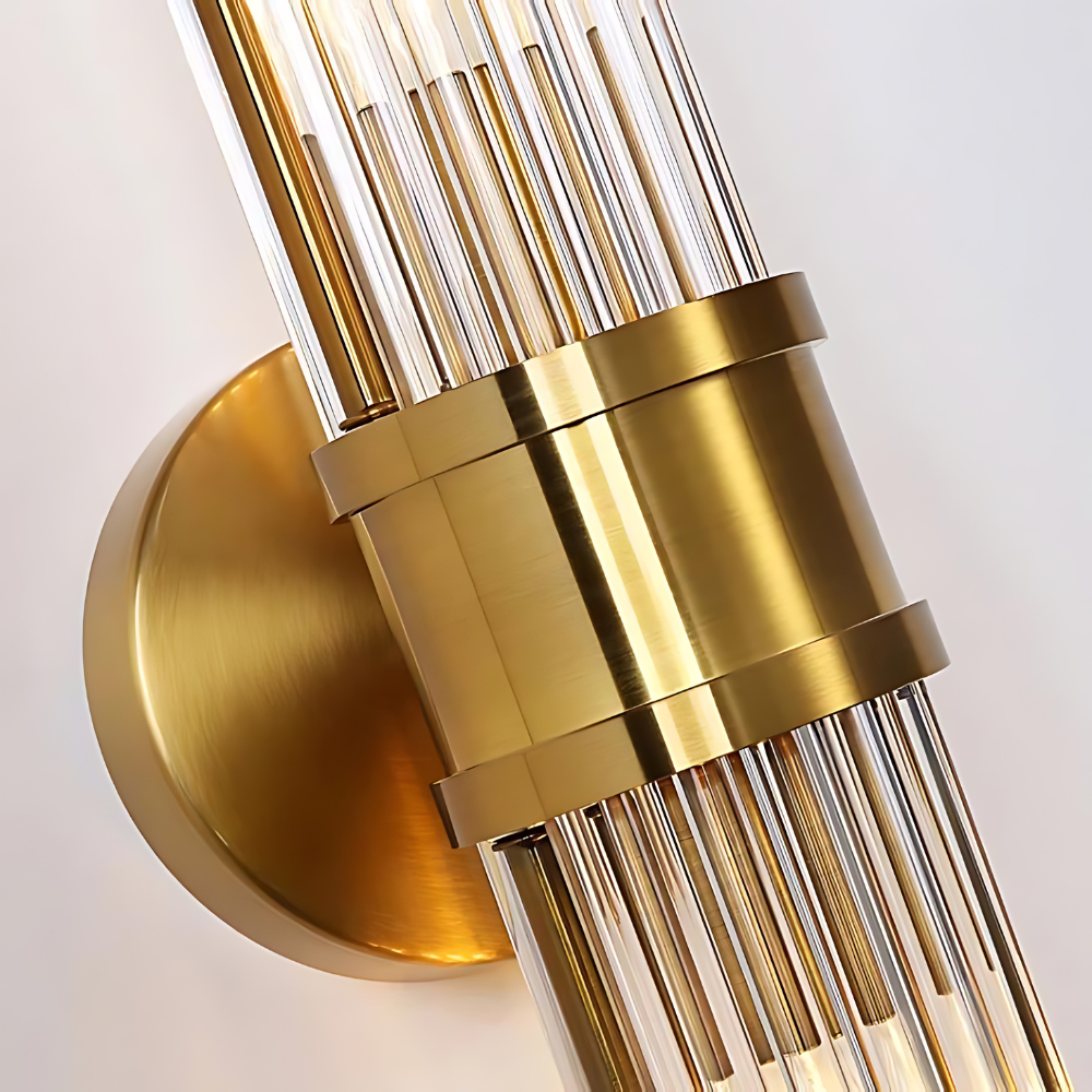 The Lumina Bloom Brass Crystal Japandi Wall Lamp