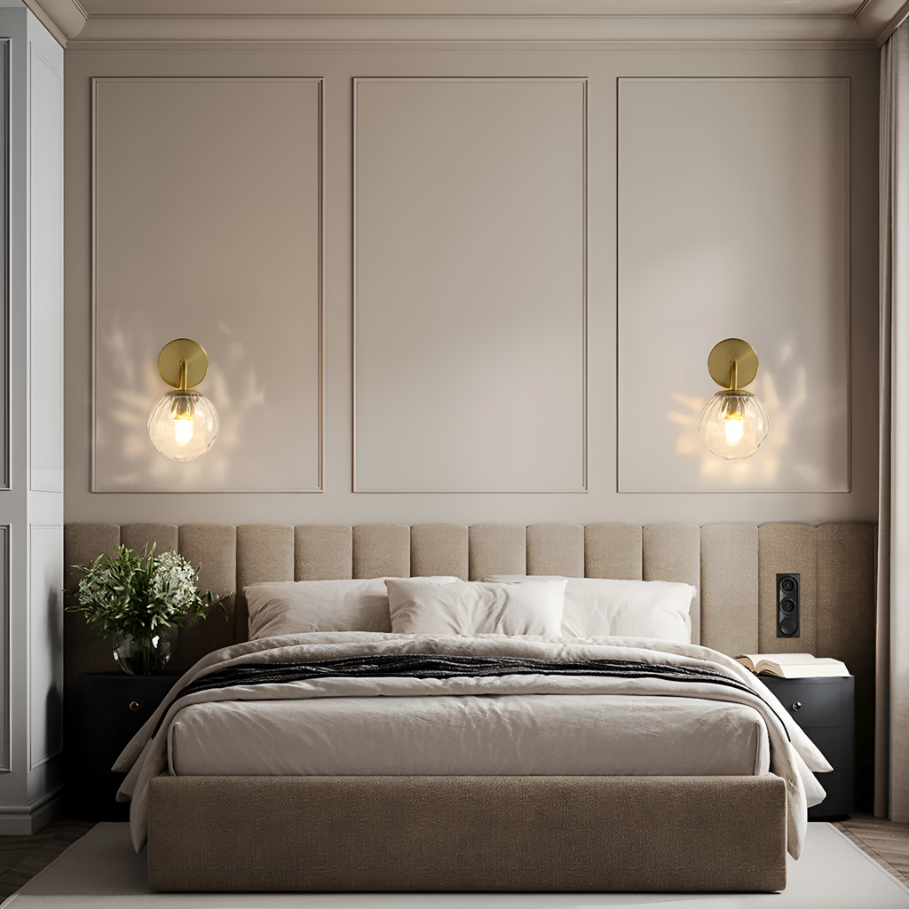 Modern Retro Rippled Glass Sphere Wall Light