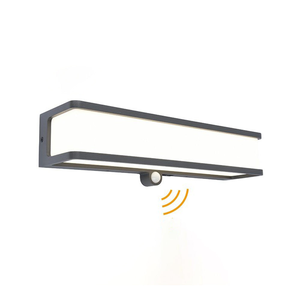 Modern Minimalist Rectangular Acrylic Sensor Solar IP65 Waterproof Outdoor Wall Light