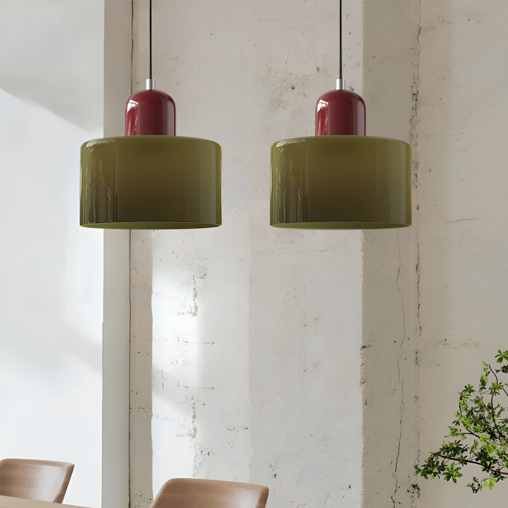 Nordic Iron Body Two-Tone Glass Pendant Light